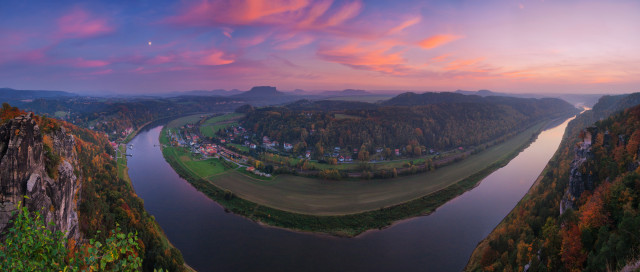 Basteiaussicht in der Abenddämmerung