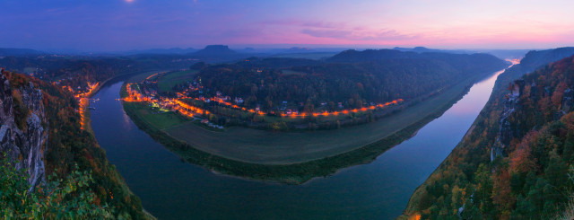 Basteiaussicht in der Abenddämmerung