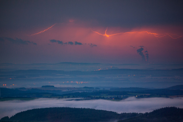 Gewitter über der Lausitz, gesehen vom Kahleberg