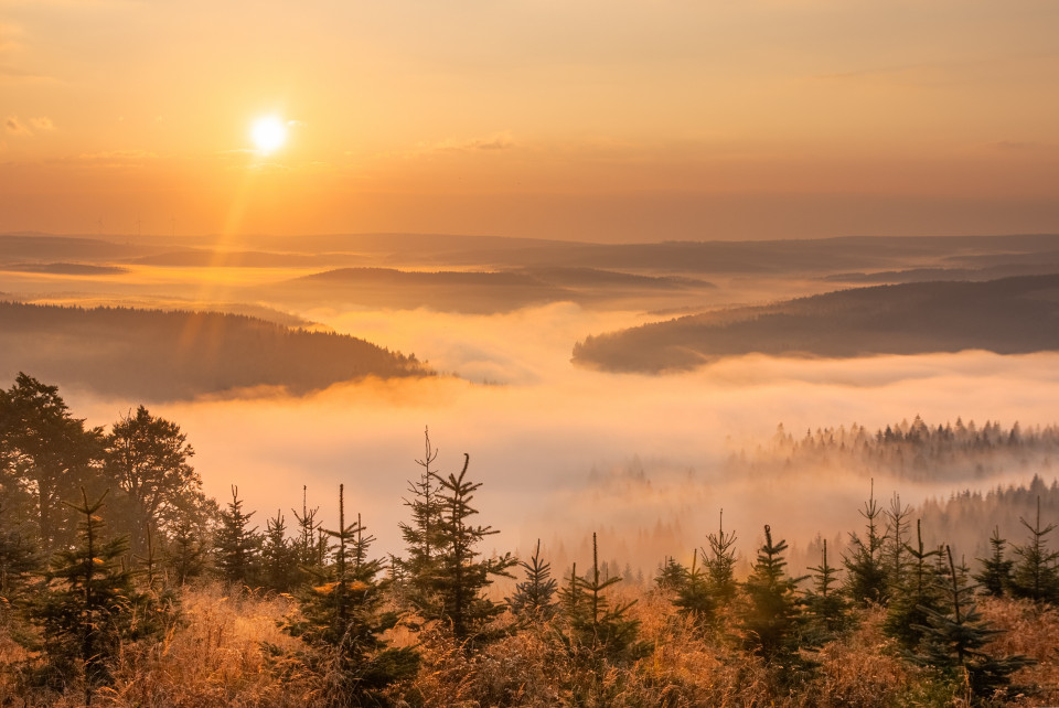 Nebel über der Talsperre Fláje