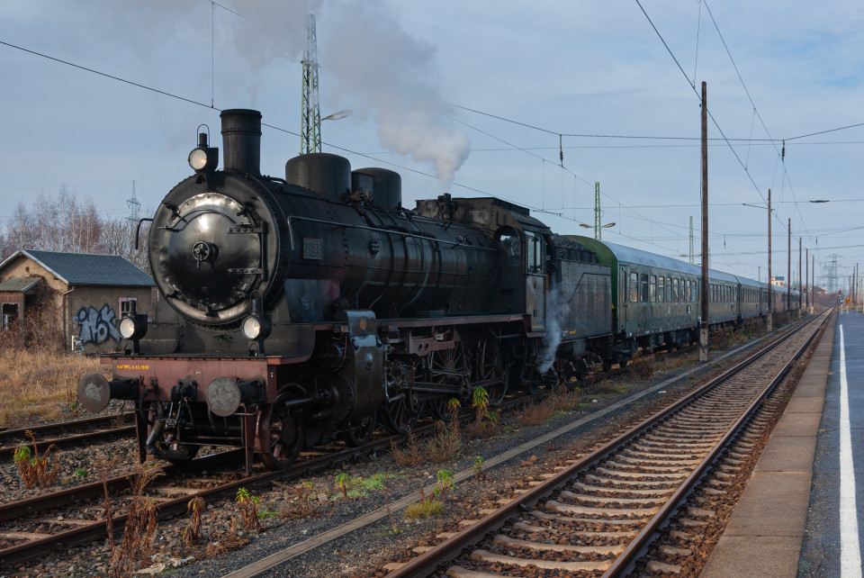 Museumszug mit P8 2455 "Posen" im Bahnhof Heidenau