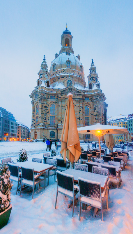 Schnee in Dresden: Frauenkirche