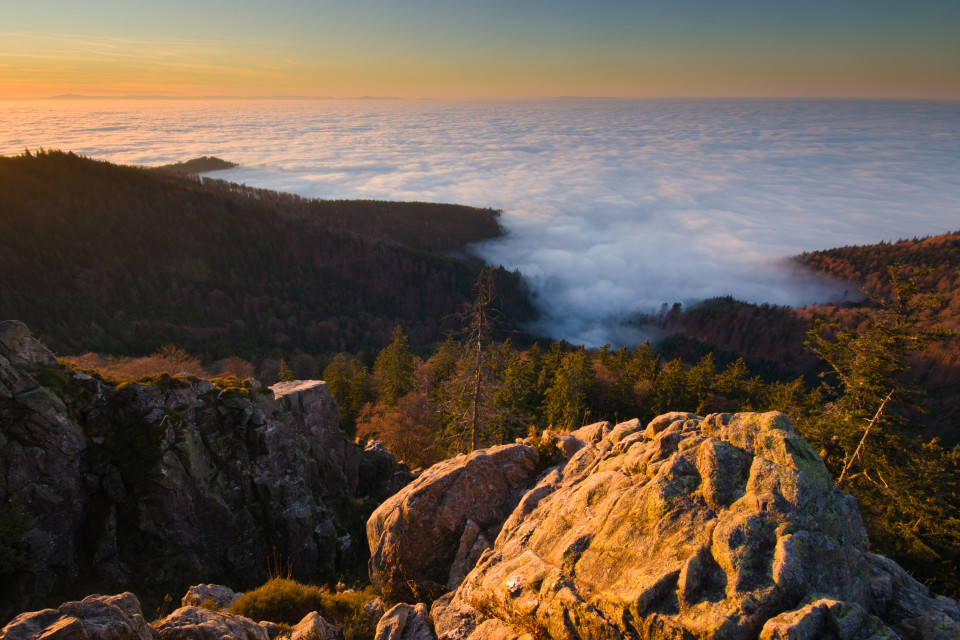 Inversionswetterlage am Kandel, Aussichtspunkt Großer Kandelfelsen