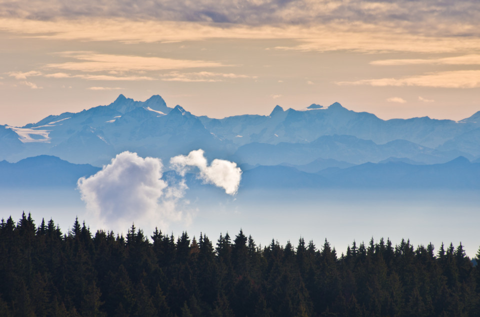 Blick vom Wagnerberg bei Schluchsee auf die Alpen