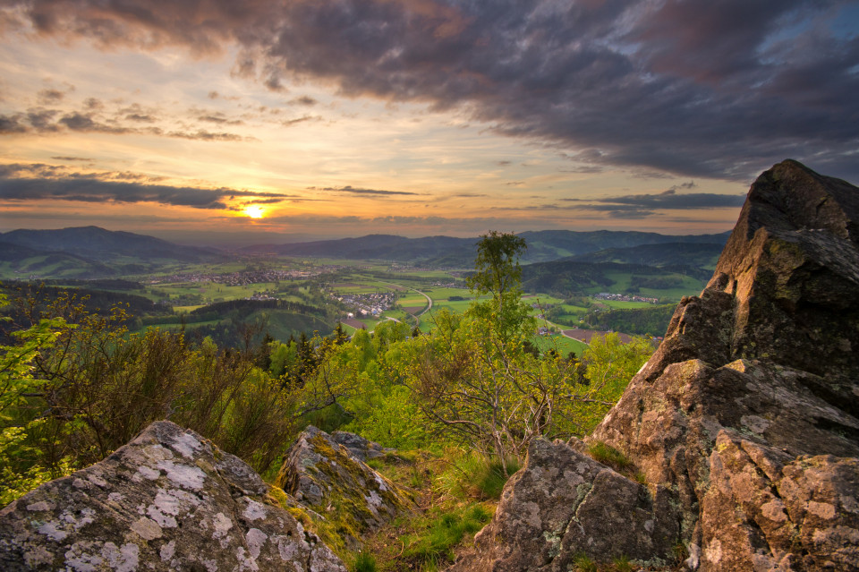 Sonnenuntergang auf dem Frauensteigfelsen