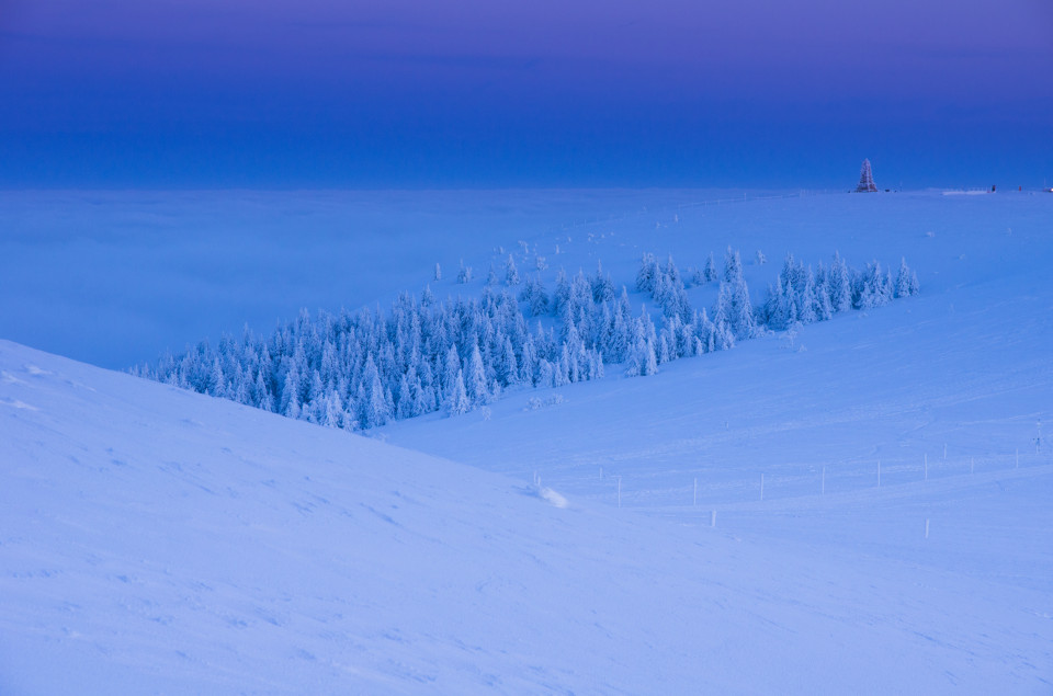 Winterlandschaft am Feldberg in der Abenddämmerung