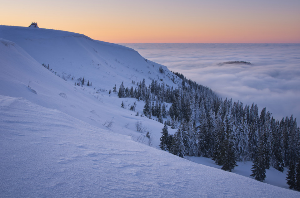 Feldberg, Abenddämmerung über dem Zastler Loch