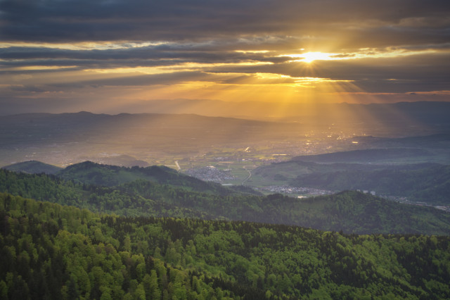 Sonnenuntergang gesehen vom Großen Kandelfelsen