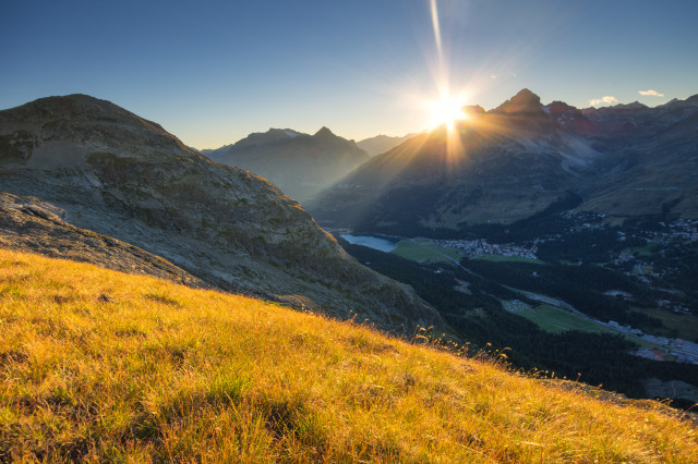 Sonnenuntergang über dem Oberengadin