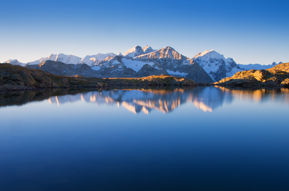 Lej dal Rosatsch, Blick zur Berninagruppe