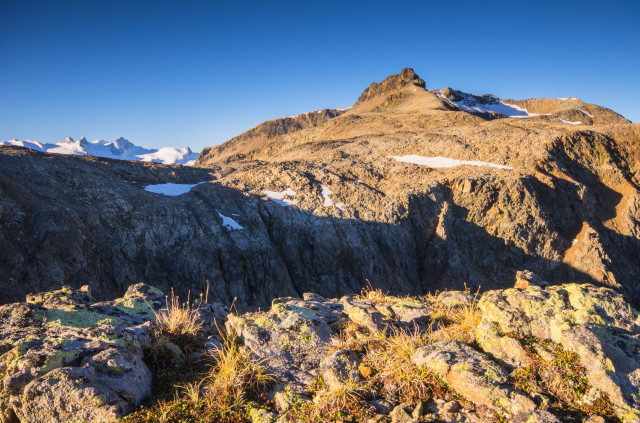 Blick auf den Piz Rosatsch vom Piz Mezdi aus