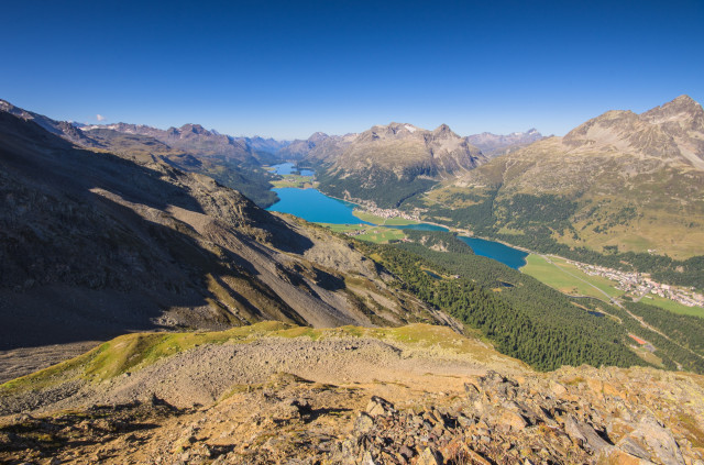 Piz da l'Ova Cotschna, Blick Richtung Sils / Maloja