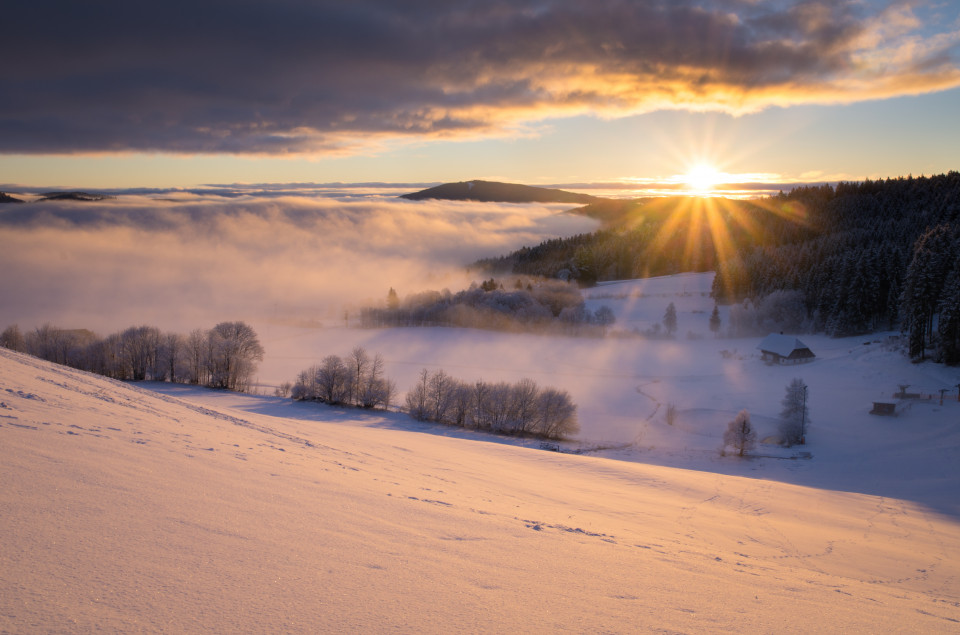 Winterlicher Sonnenaufgang bei Hinterzarten