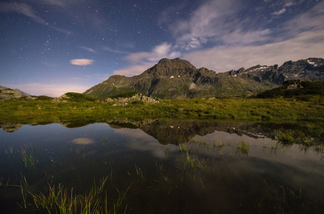 Piz da la Margna von Westen bei Nacht