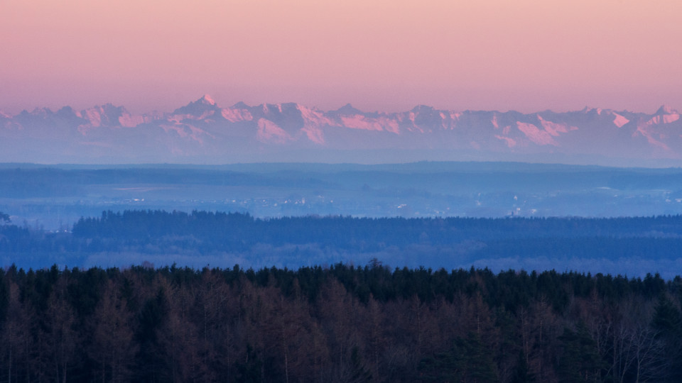 Alpensicht vom westlichen Hochsträß