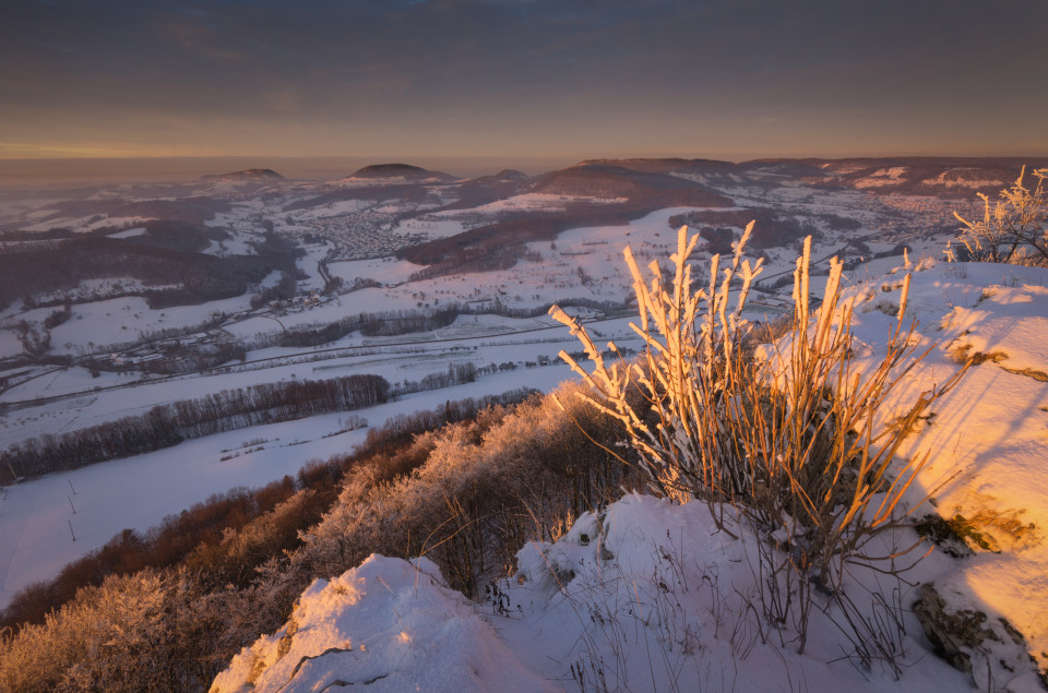 Winterabend auf dem Messelstein bei Donzdorf