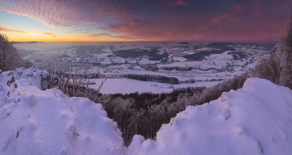 Winterabend auf dem Messelstein bei Donzdorf