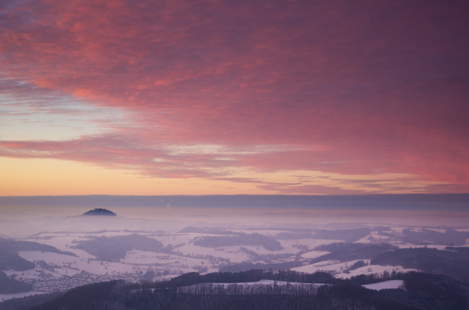 Winterabend auf dem Messelstein bei Donzdorf