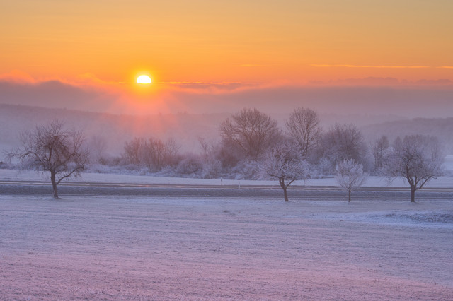 Sonnenaufgang, Schneckenhäule bei Frankenhofen