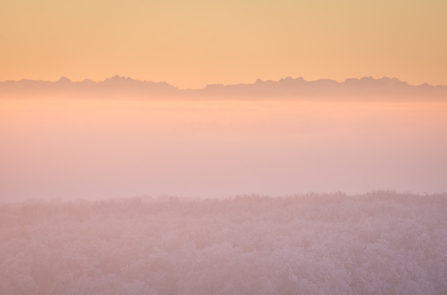 Inversion mit Alpensicht, Schneckenhäule bei Frankenhofen