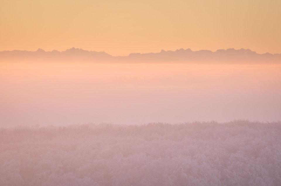 Inversion mit Alpensicht, Schneckenhäule bei Frankenhofen