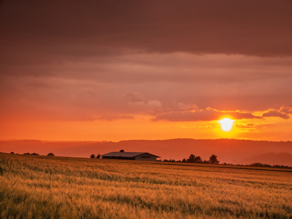 Sonnenuntergang am Rand eines Gewitters