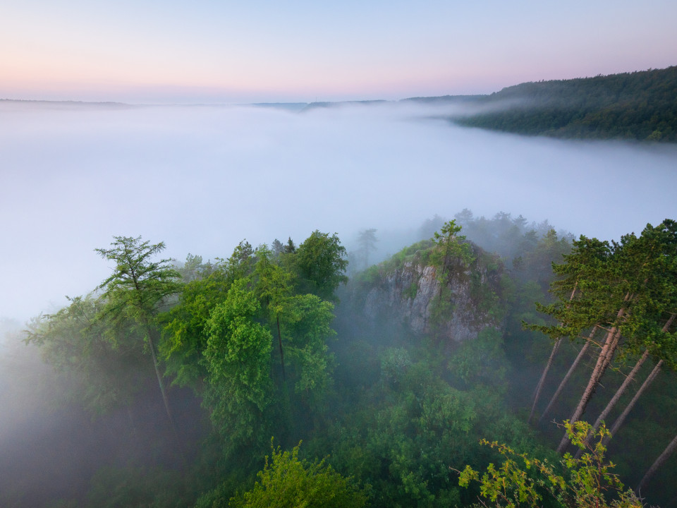 Morgenstimmung mit Nebel über Blaubeuren