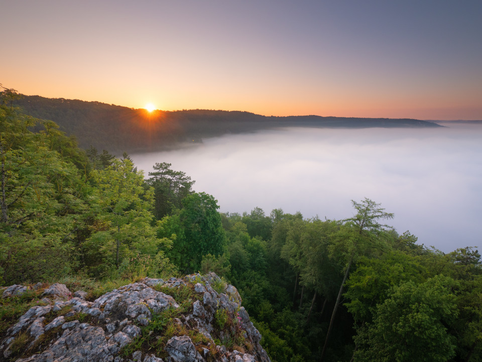 Morgenstimmung mit Nebel über Blaubeuren