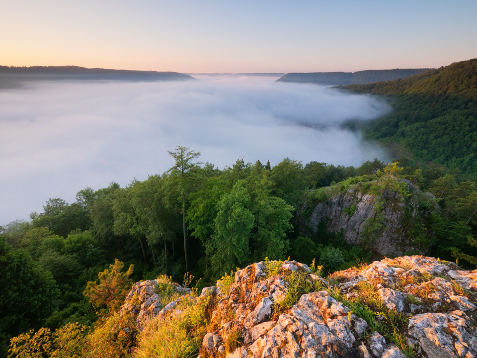 Morgenstimmung mit Nebel über Blaubeuren