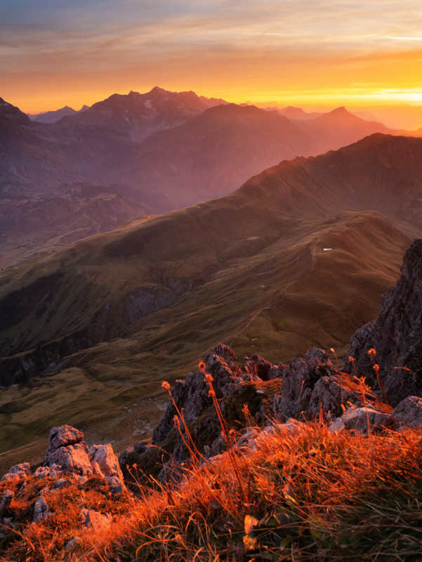 Sonnenuntergang am Großen Widderstein