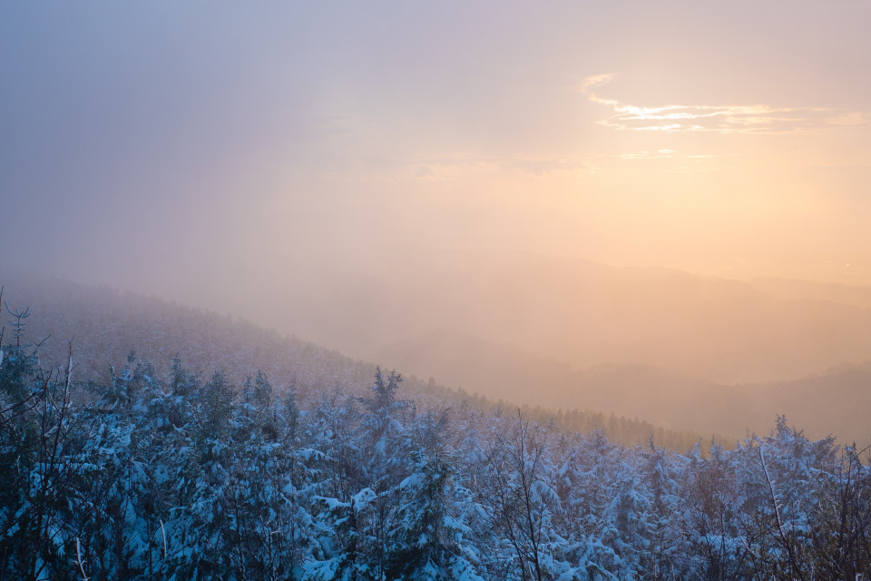 Abendstimmung nach dem ersten Schnee auf der Hornisgrinde