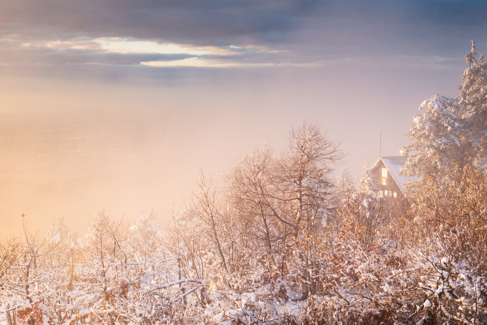 Abendstimmung nach dem ersten Schnee auf der Hornisgrinde