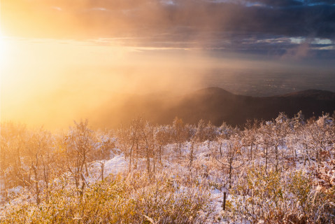 Abendstimmung nach dem ersten Schnee auf der Hornisgrinde