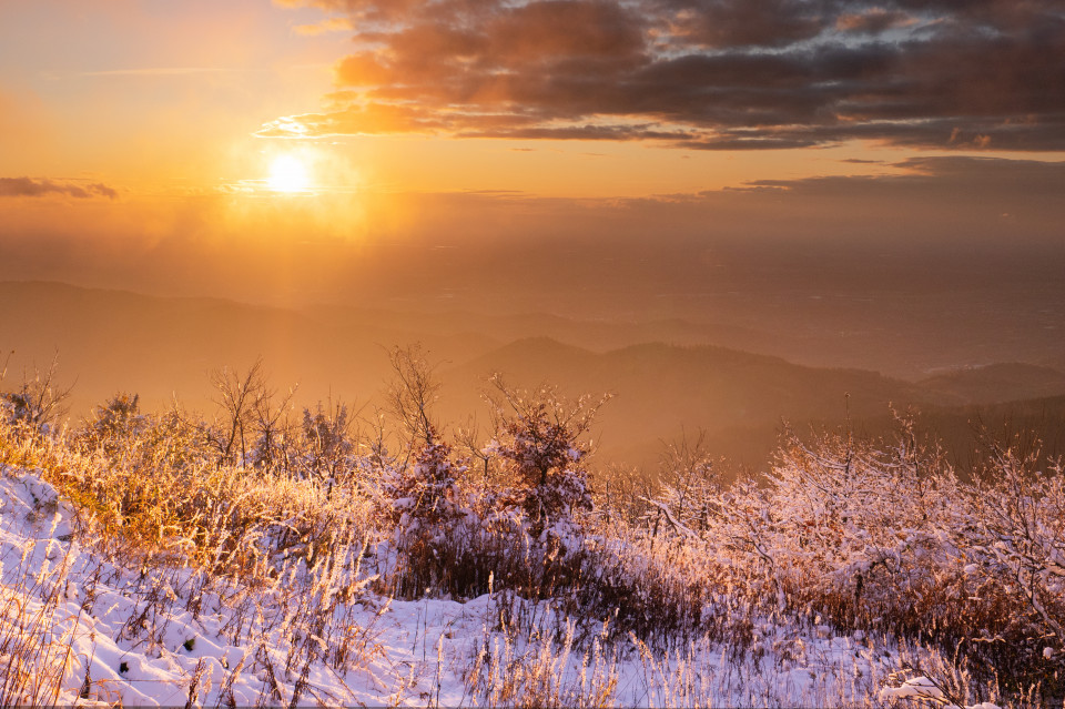 Abendstimmung nach dem ersten Schnee auf der Hornisgrinde