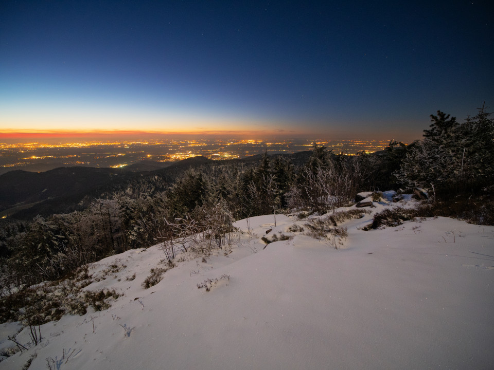 Aussicht von der Hornisgrinde bei Nacht