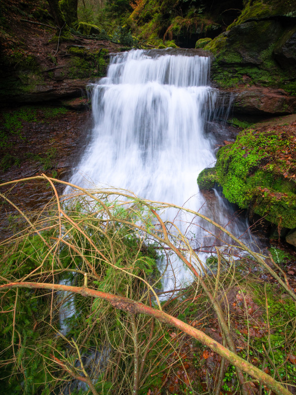 Xanderklinge, Wasserfall mit Treibholz