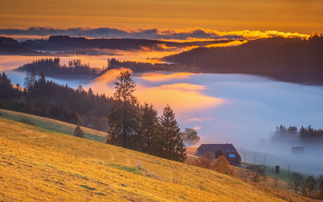 Herbstmorgen über dem Spriegelsbachtal