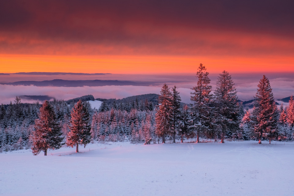 Winterliche Abendstimmung am Schauinsland