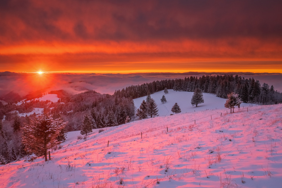 Winterliche Abendstimmung am Schauinsland