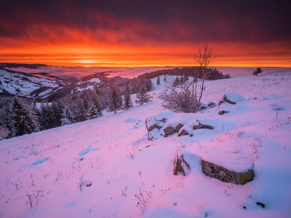 Winterliche Abendstimmung am Schauinsland