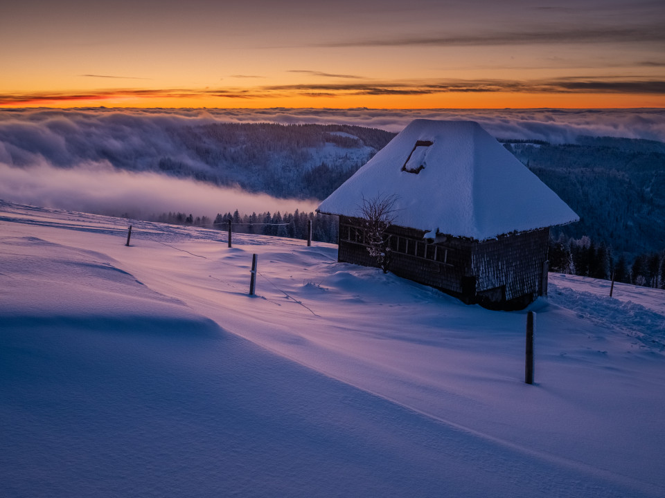 Winterabenddämmerung auf dem Feldberg