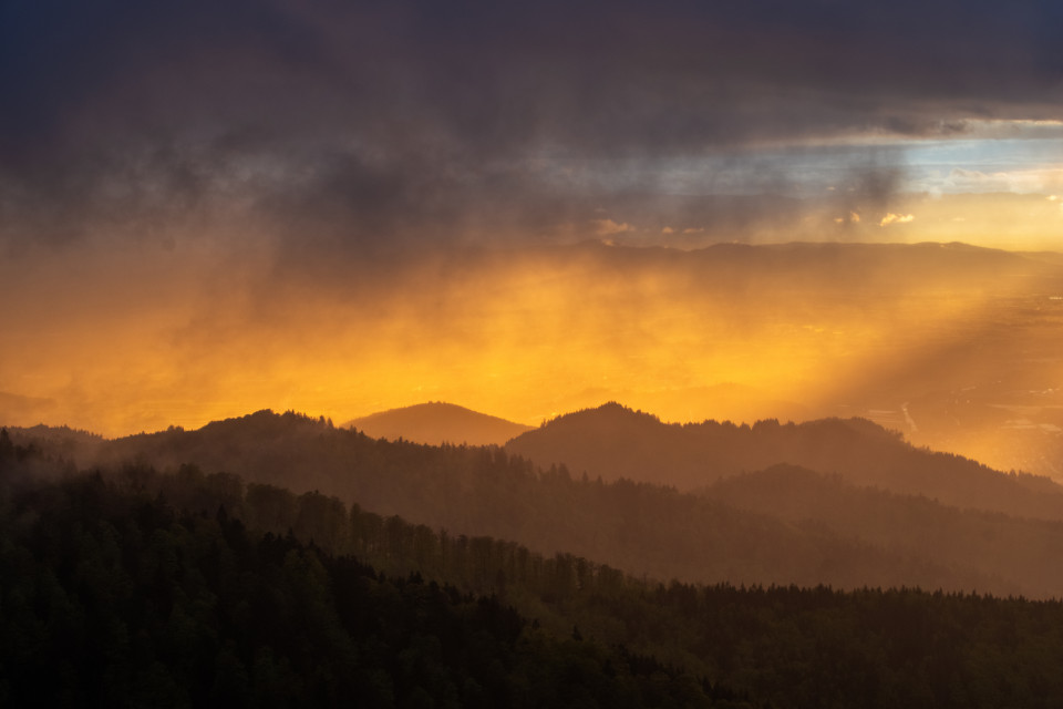 Regen und Abendsonne