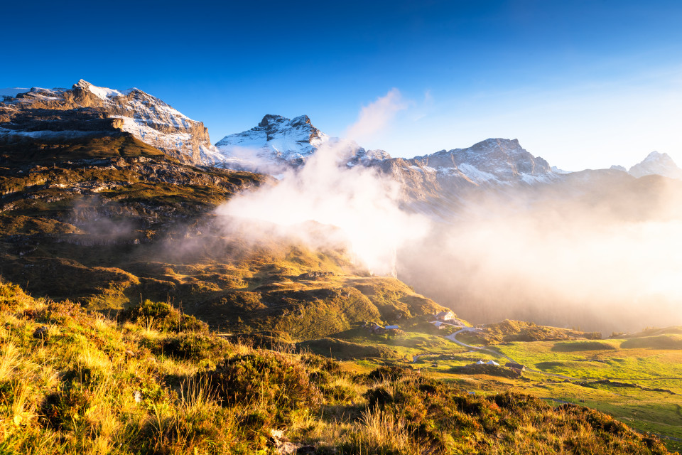 Blick vom Klausenpass auf Chammliberg, Gross Schärhorn, Griessstock