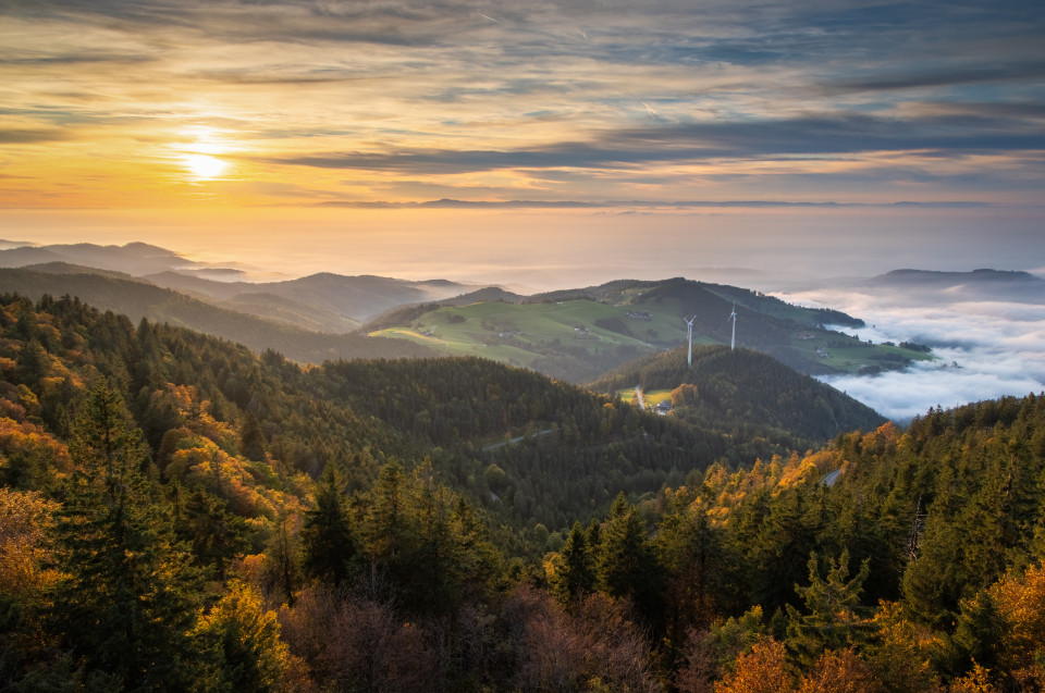 Abendstimmung auf dem Schauinsland bei Inversionswetterlage