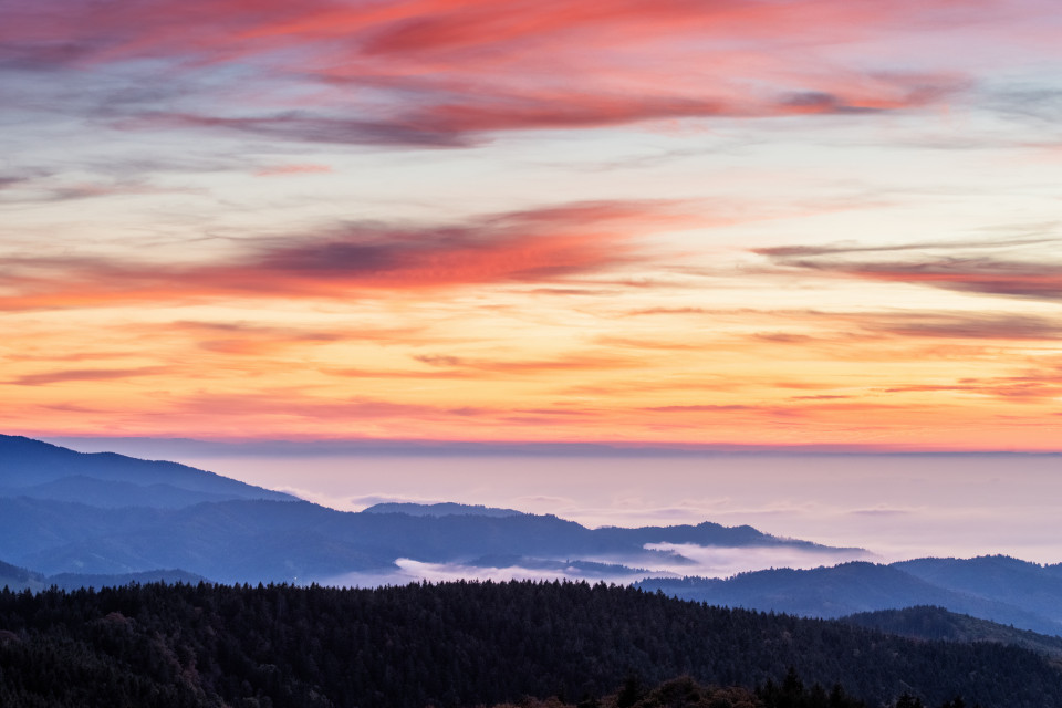 Abendstimmung auf dem Schauinsland bei Inversionswetterlage