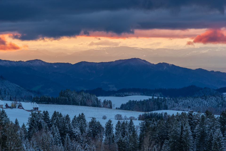 Neuschnee und Vogesenblick