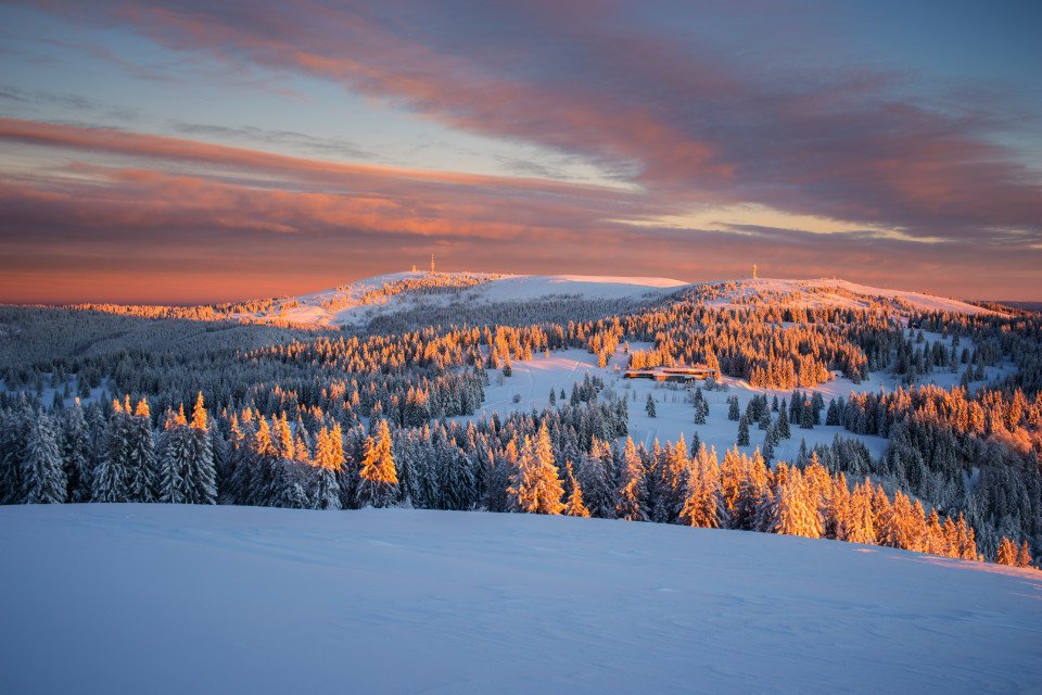 Blick zum Feldberg im Morgenlicht