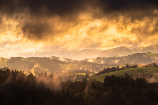 Abendstimmung hinter einer Kaltfront, Aussicht Hohlen Graben