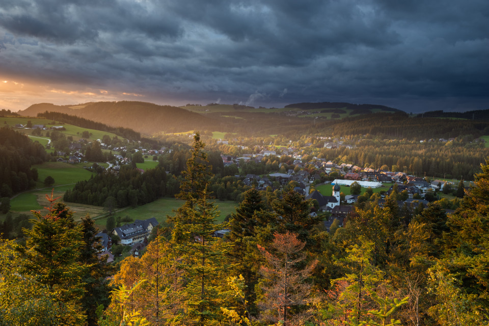 Abendstimmung, Blick vom Scheibenfelsen über Hinterzarten