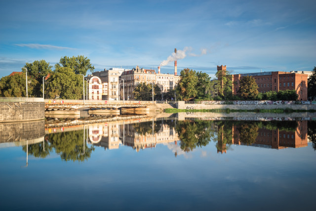 Wrocław, Blick über die Oder Richtung Nadodrze